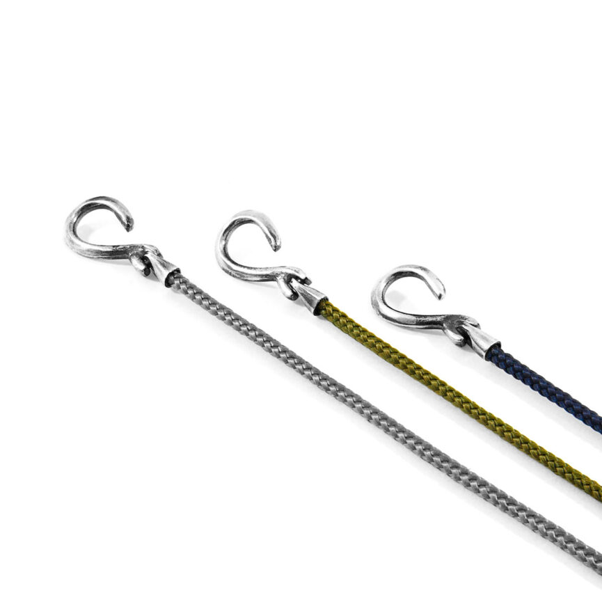 Navy Blue Heysham Silver and Rope Bracelet