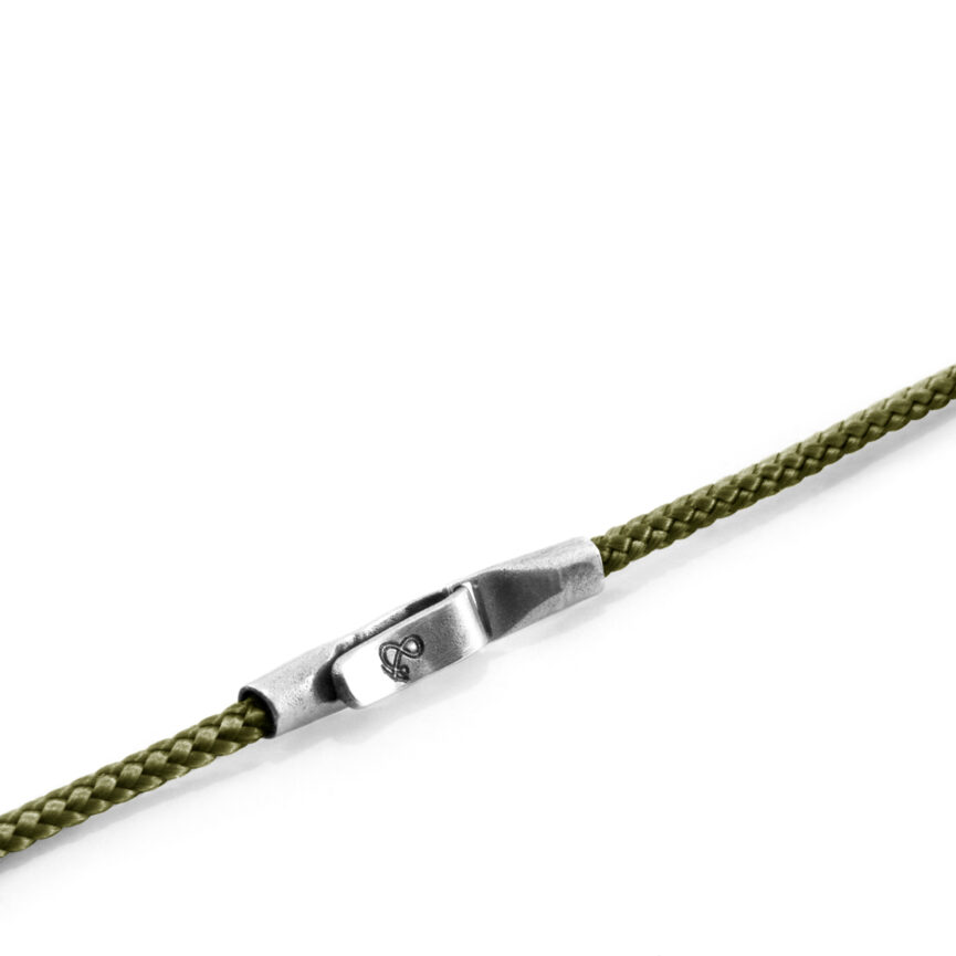 Khaki Green Liverpool Silver and Rope Bracelet