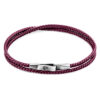 Aubergine Purple Liverpool Silver and Rope Bracelet