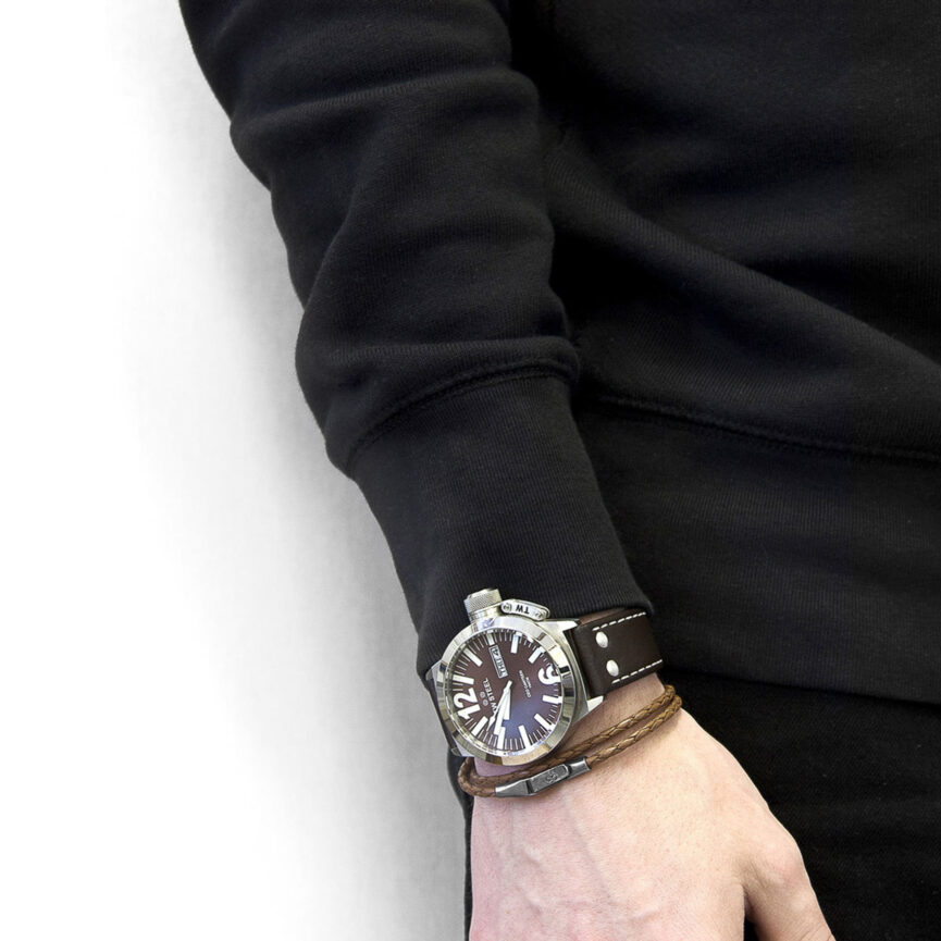 Light Brown Liverpool Silver and Braided Leather Bracelet
