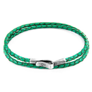 Fern Green Liverpool Silver and Braided Leather Bracelet