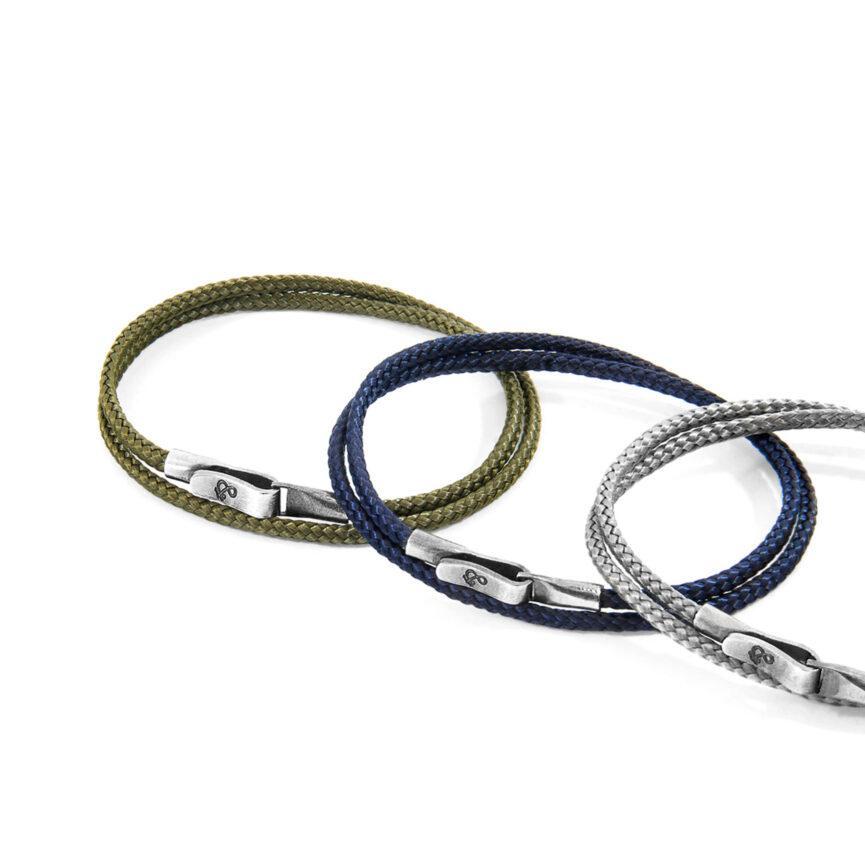 Navy Blue Liverpool Silver and Rope Bracelet