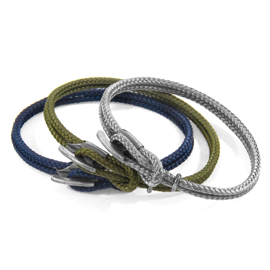 Ocean Blue Padstow Silver and Rope Bracelet