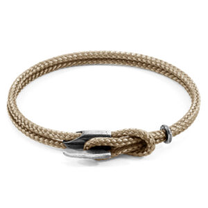 Sand Brown Padstow Silver and Rope Bracelet