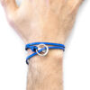Royal Blue Ketch Anchor Silver and Flat Leather Bracelet