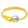Mustard Yellow Ketch Anchor Silver and Flat Leather Bracelet