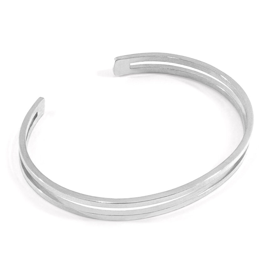 Brady Outline Midi Geometric Silver Bangle