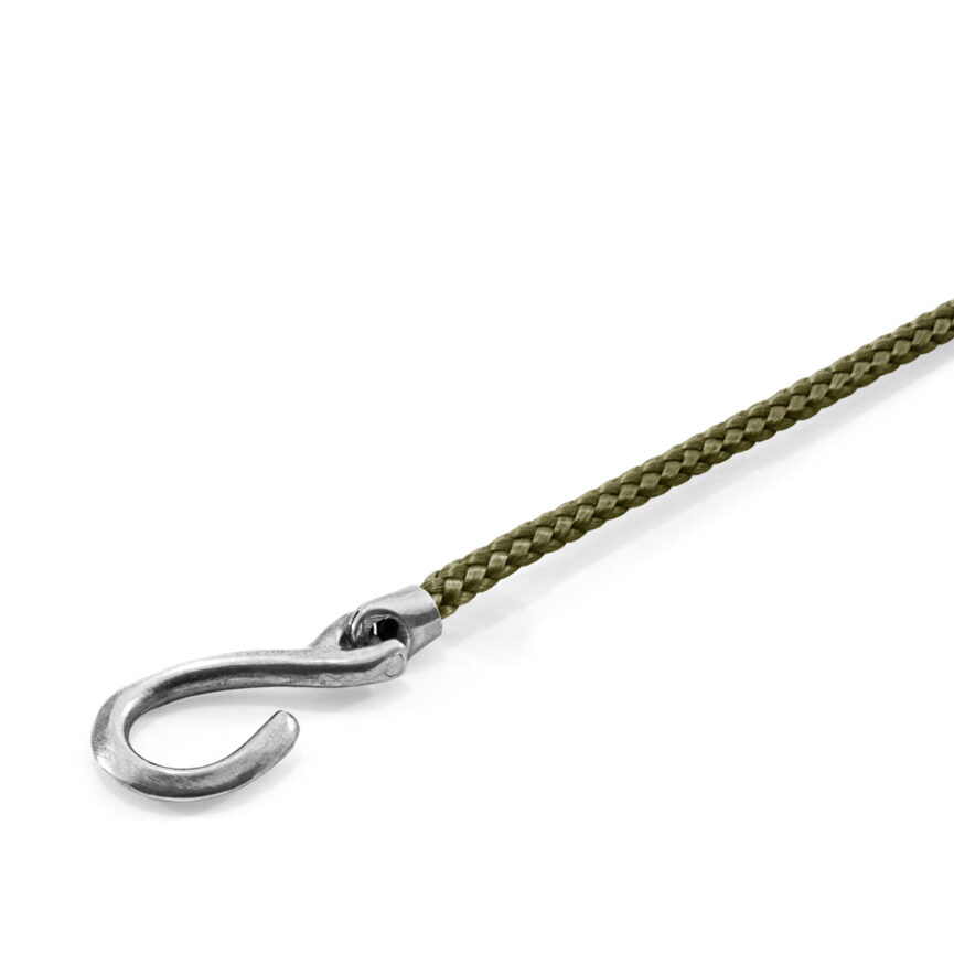 Khaki Green Heysham Silver and Rope Bracelet