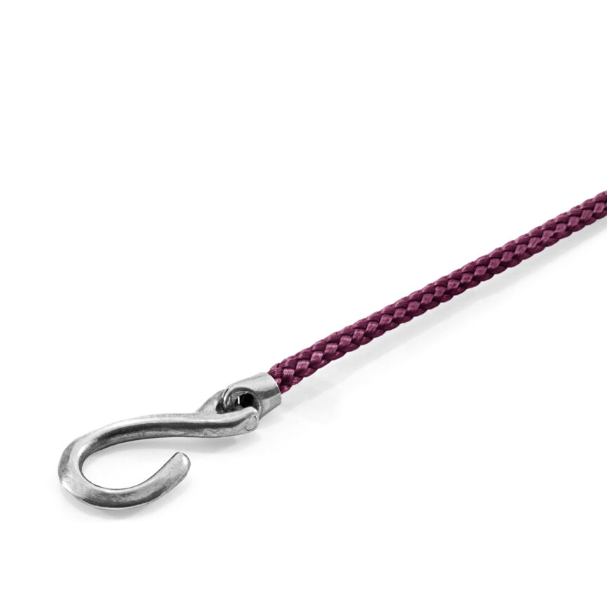 Aubergine Purple Heysham Silver and Rope Bracelet