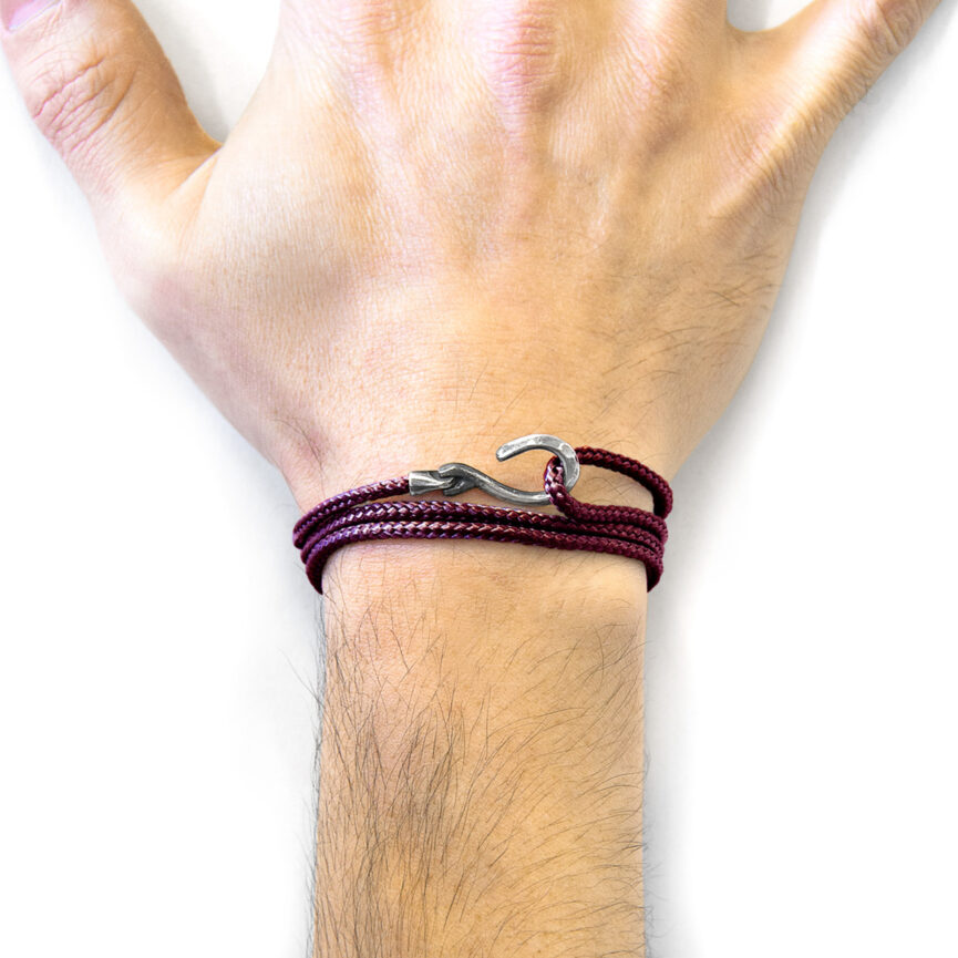 Aubergine Purple Heysham Silver and Rope Bracelet