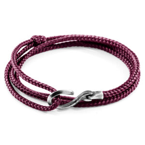 Aubergine Purple Heysham Silver and Rope Bracelet