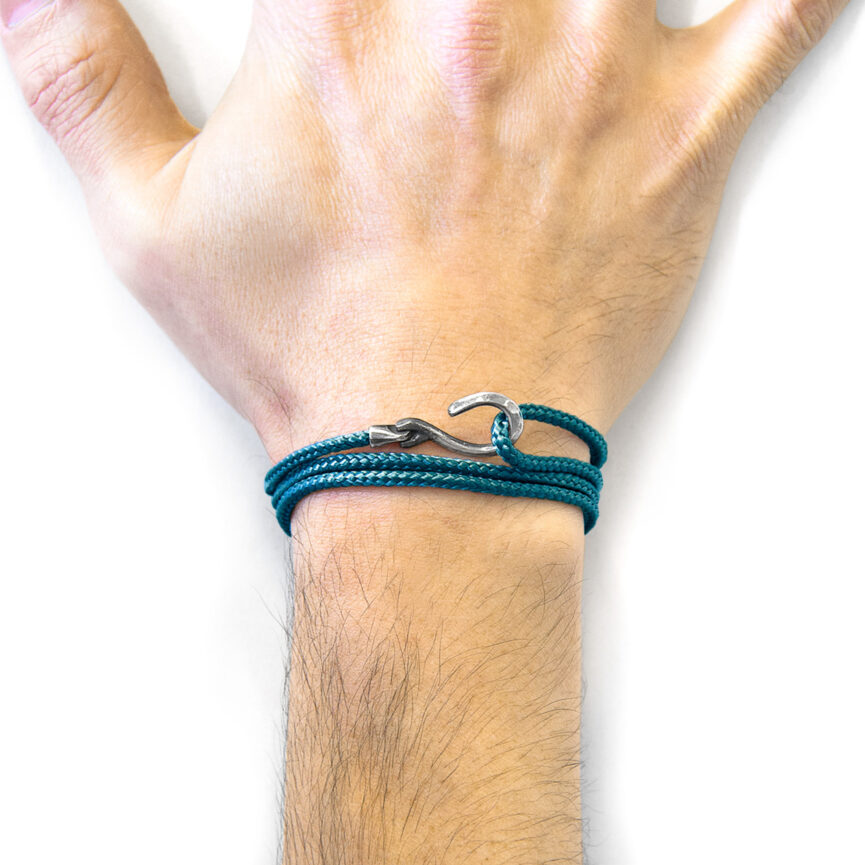 Ocean Blue Heysham Silver and Rope Bracelet