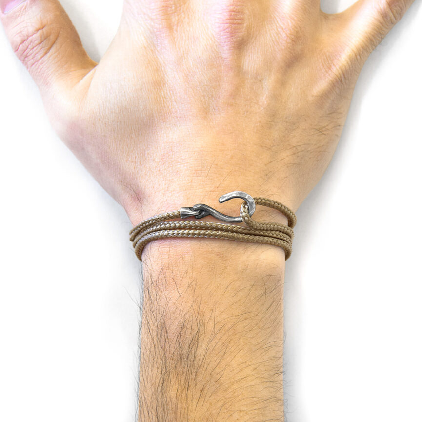 Sand Brown Heysham Silver and Rope Bracelet