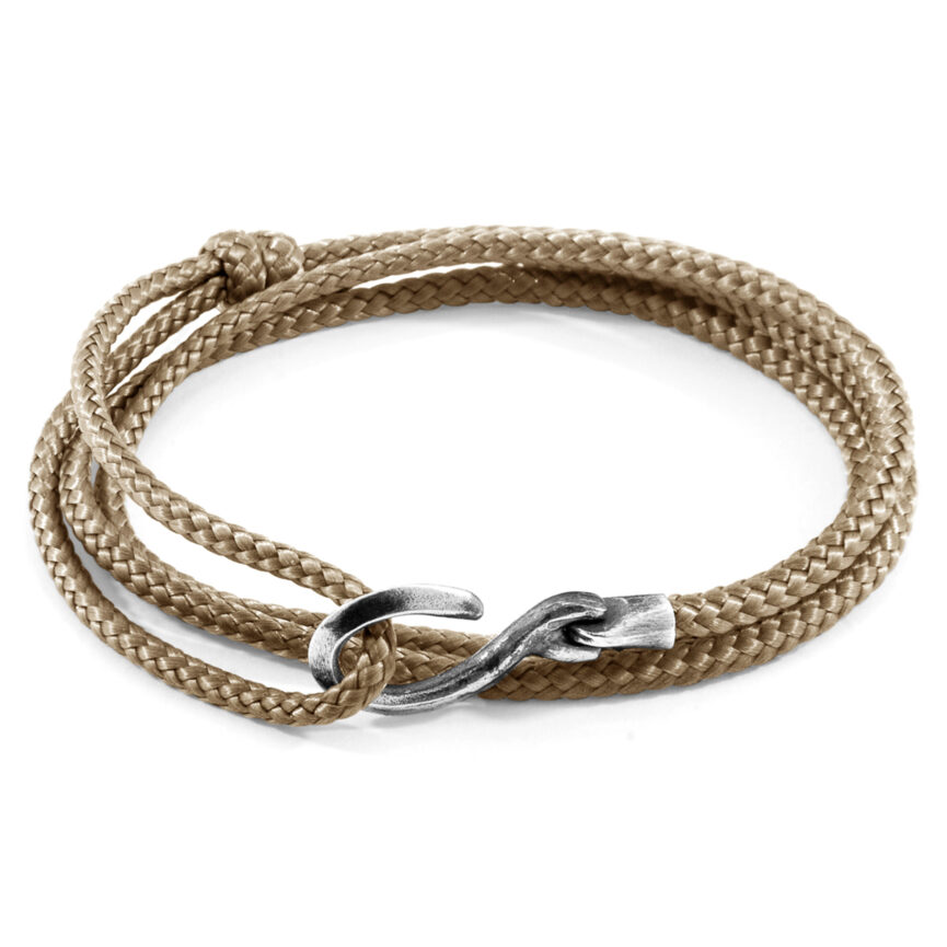 Sand Brown Heysham Silver and Rope Bracelet