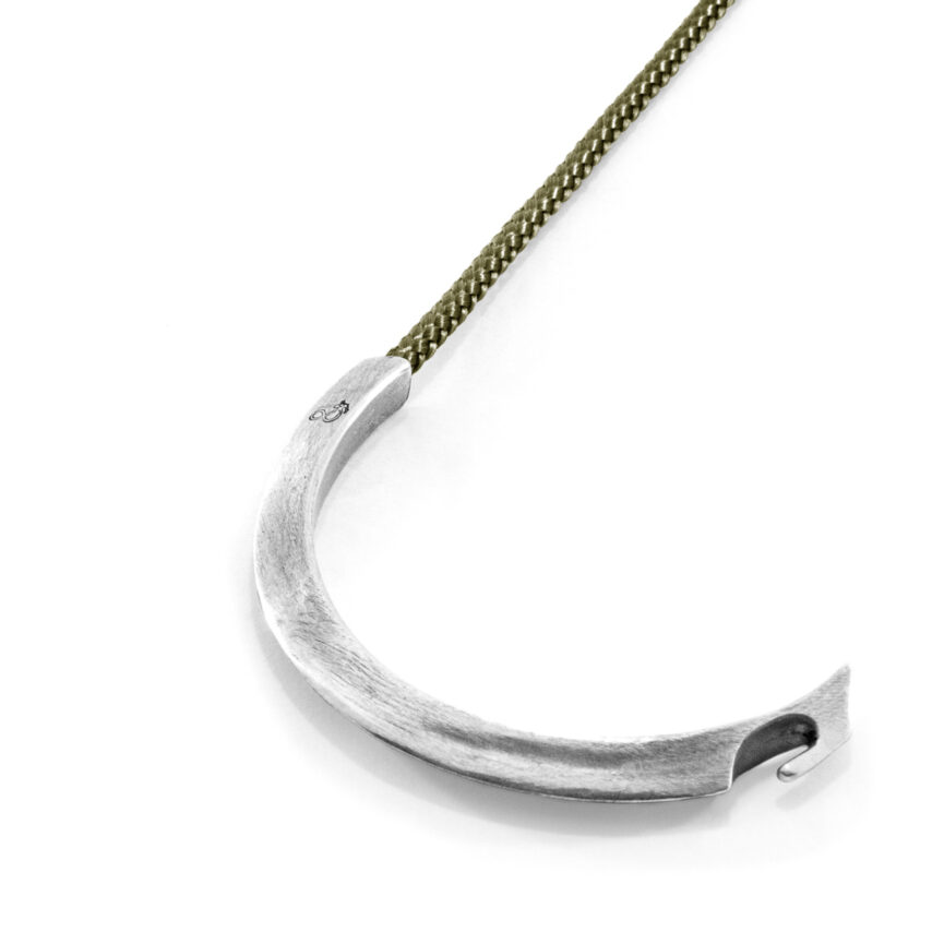 Khaki Green Hove Silver and Rope Bracelet