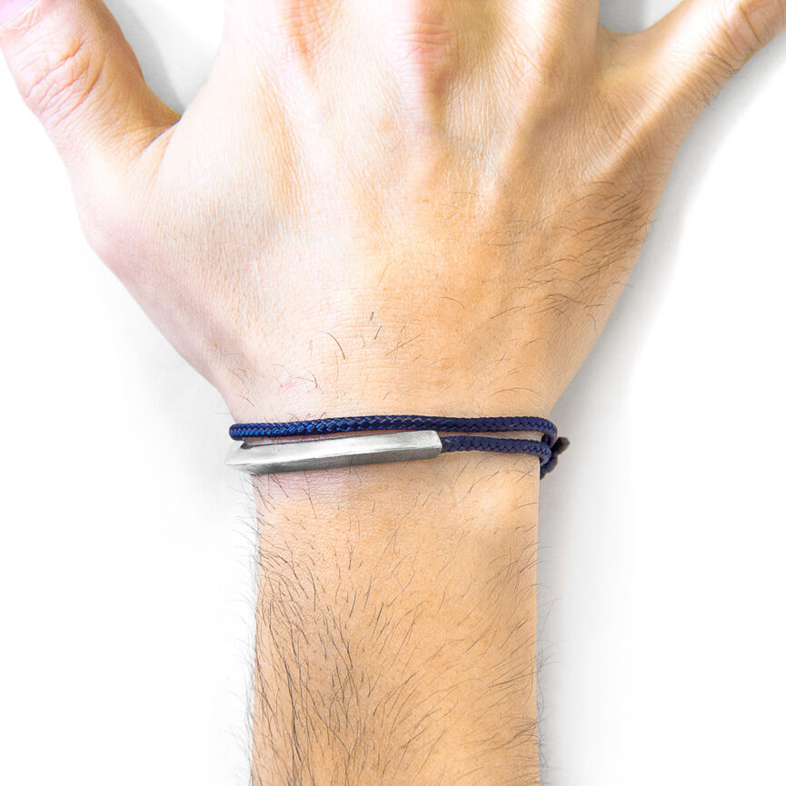 Navy Blue Hove Silver and Rope Bracelet