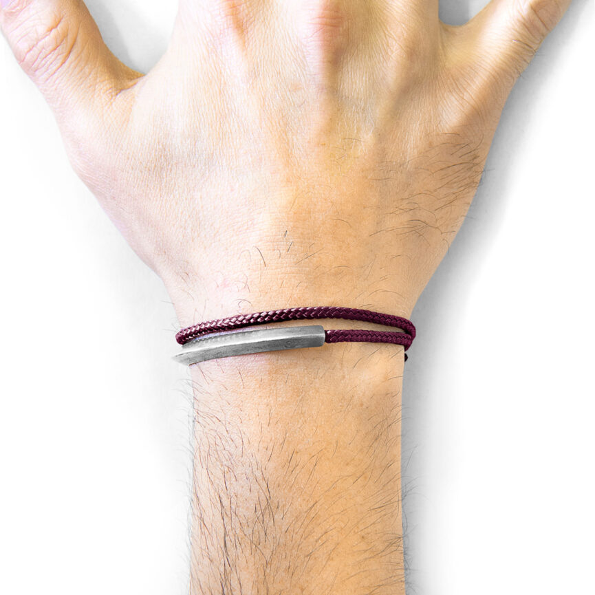 Aubergine Purple Hove Silver and Rope Bracelet