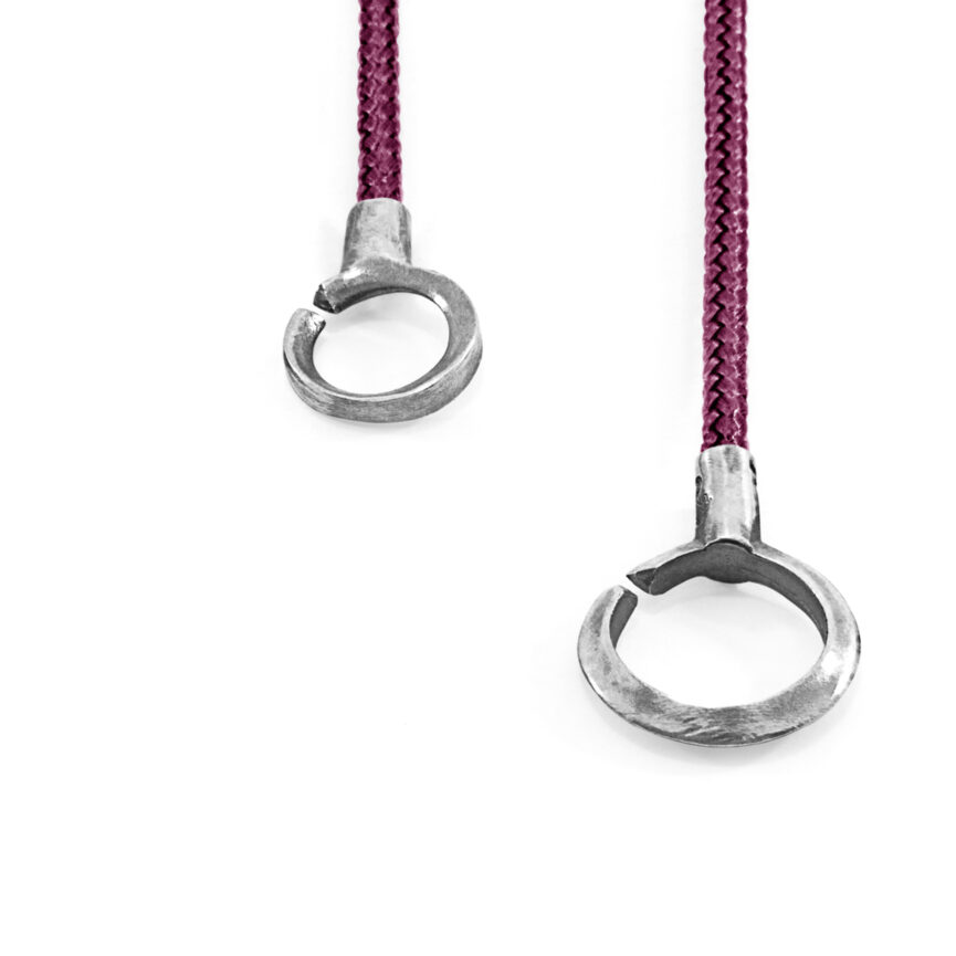 Aubergine Purple Montrose Silver and Rope Bracelet