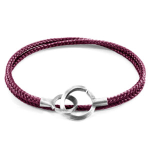 Aubergine Purple Montrose Silver and Rope Bracelet