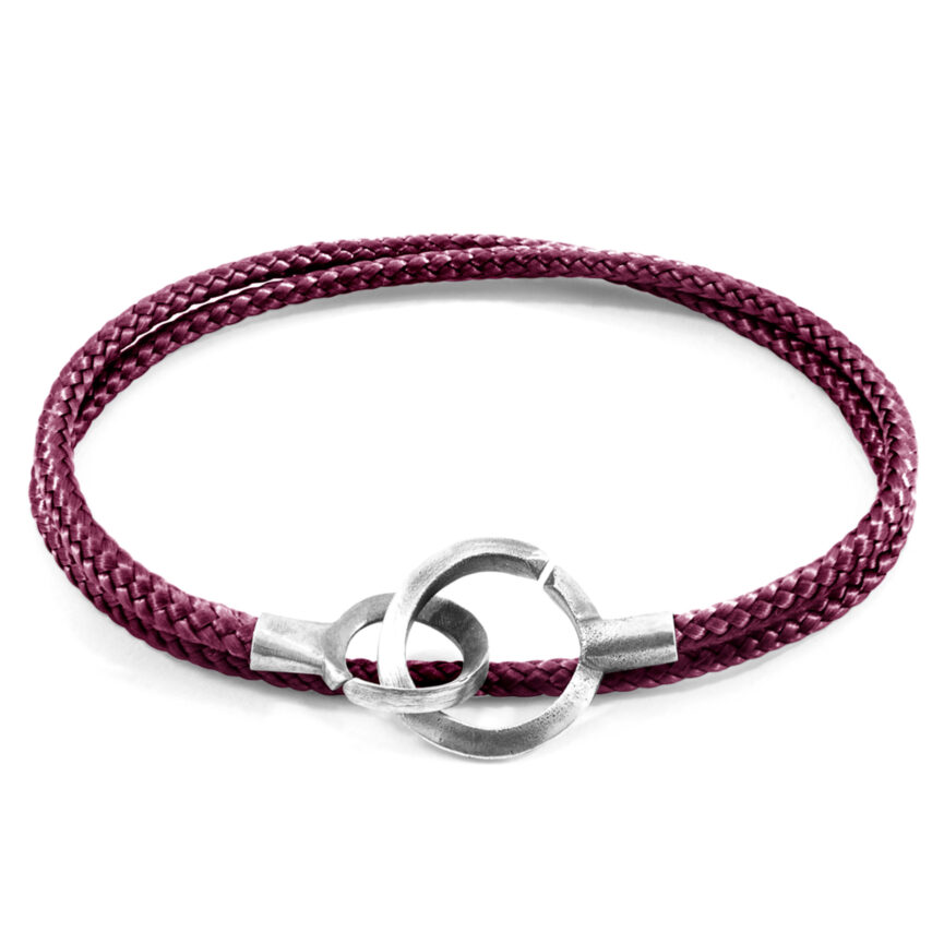 Aubergine Purple Montrose Silver and Rope Bracelet
