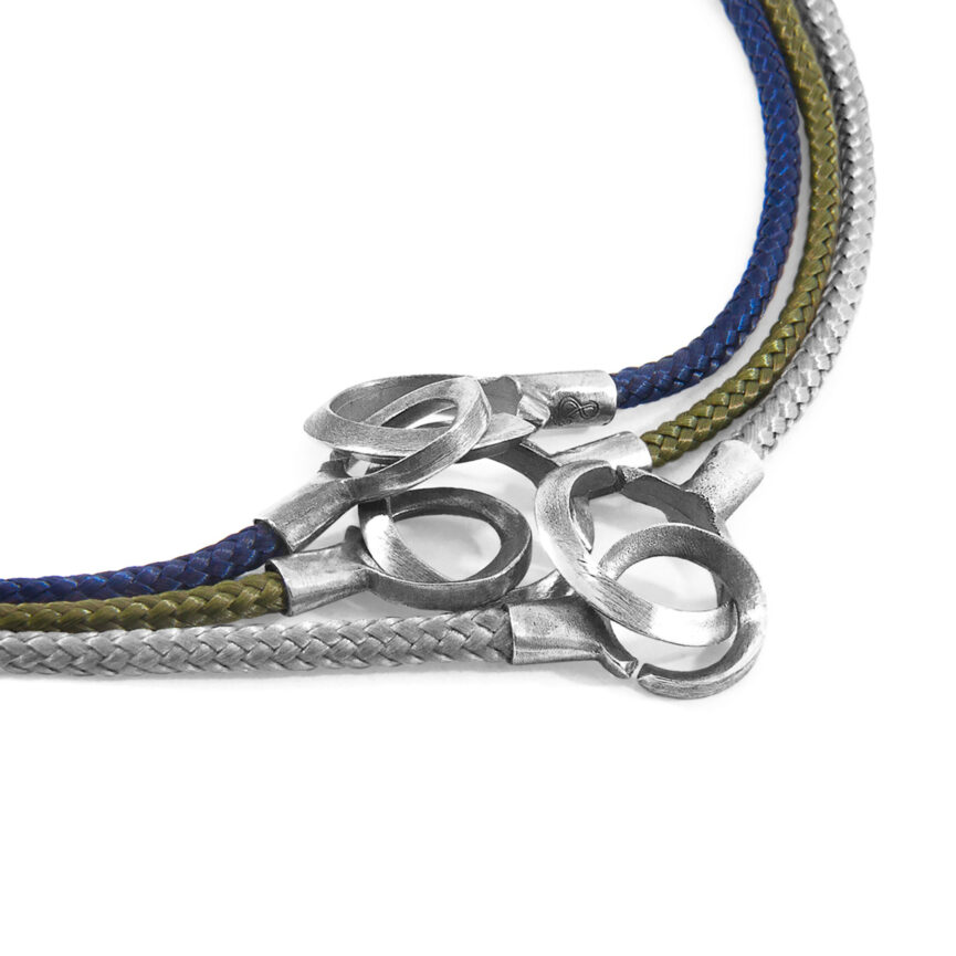 Classic Grey Montrose Silver and Rope Bracelet