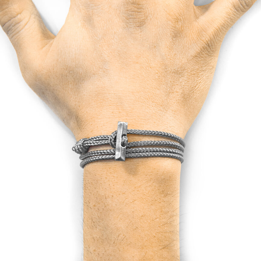 Classic Grey Oxford Silver and Rope Bracelet
