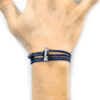 Navy Blue Oxford Silver and Rope Bracelet
