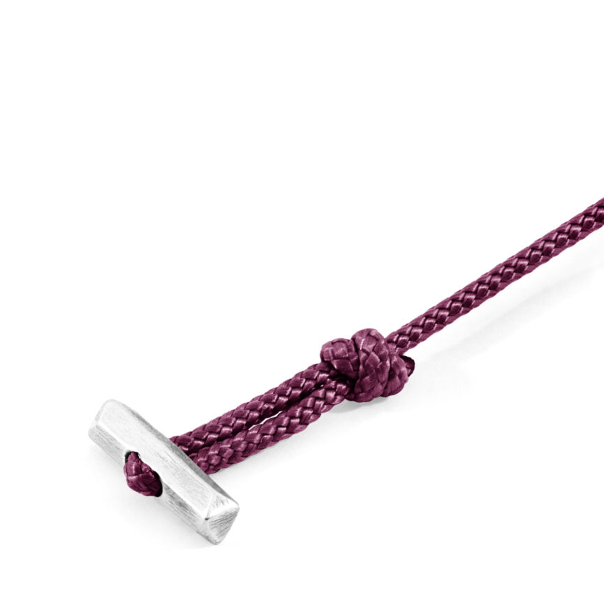 Aubergine Purple Oxford Silver and Rope Bracelet
