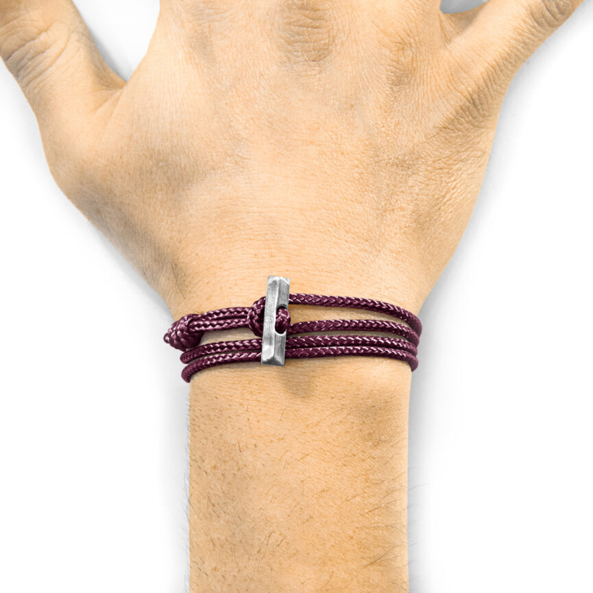 Aubergine Purple Oxford Silver and Rope Bracelet