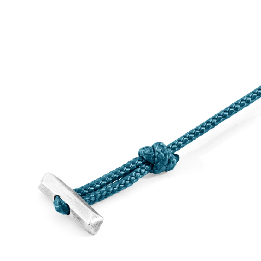 Ocean Blue Oxford Silver and Rope Bracelet