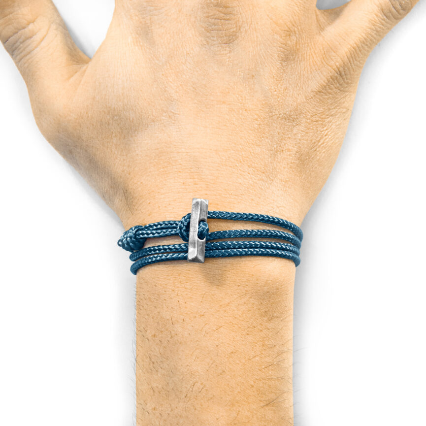 Ocean Blue Oxford Silver and Rope Bracelet