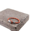 Amber Red Alderney Silver and Braided Leather Bracelet