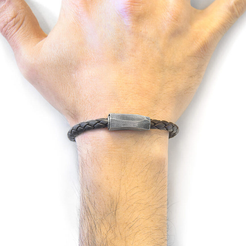 Cacao Brown Hayling Silver and Braided Leather Bracelet