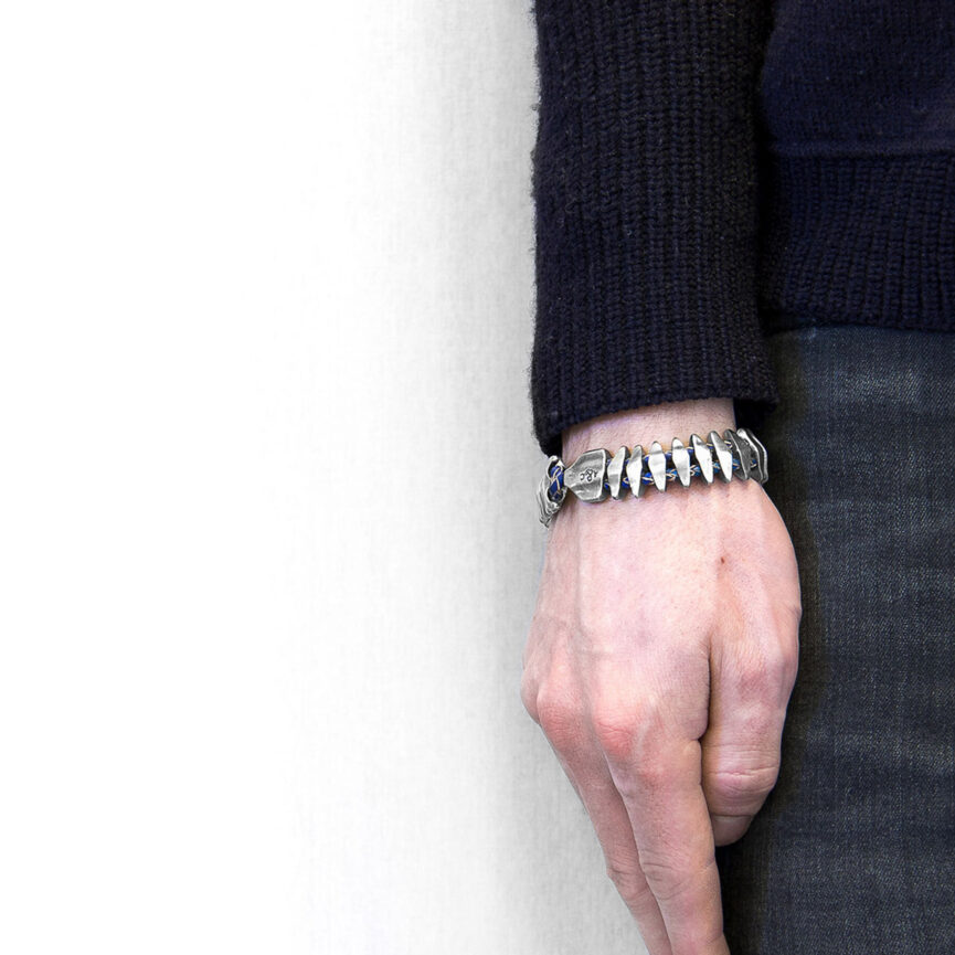 Light Brown Delta Anchor Maxi Silver and Braided Leather Bracelet