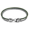 Racing Green Crossjack Mast Silver and Round Leather Bracelet