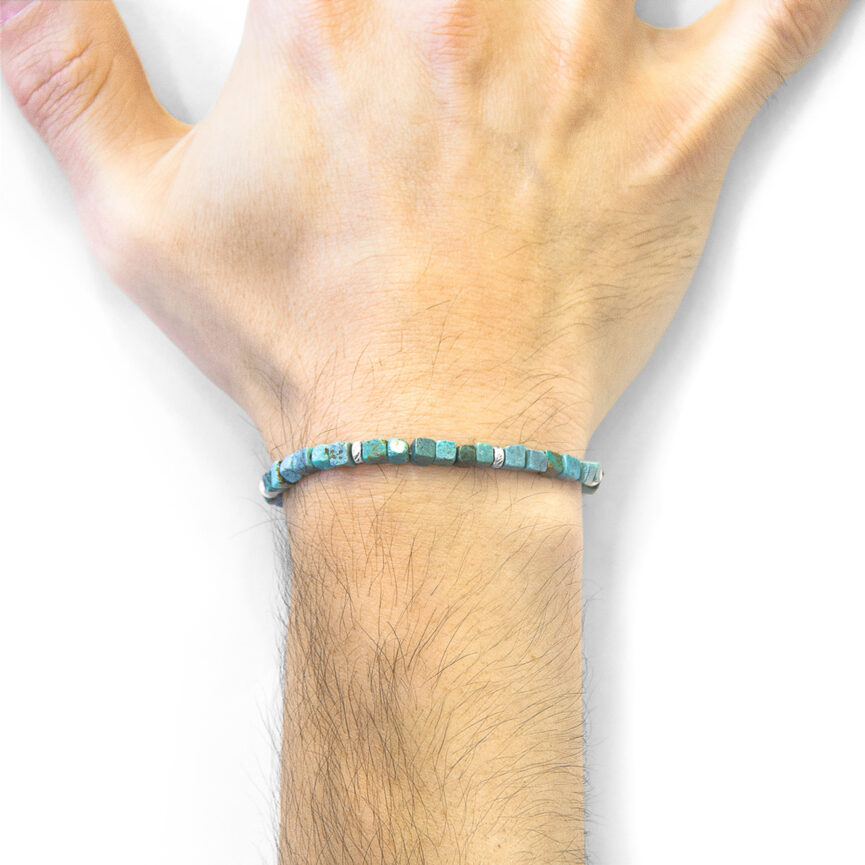 Blue Turquoise Tekapo Silver and Stone Bracelet