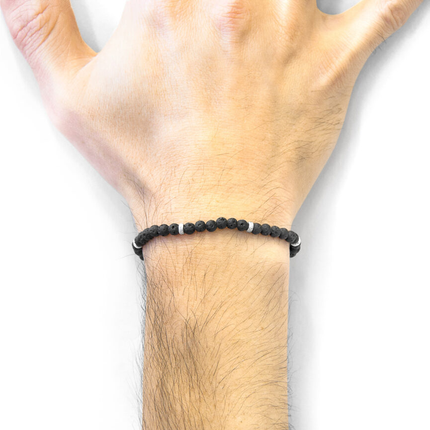 Black Lava Tekapo Silver and Stone Bracelet