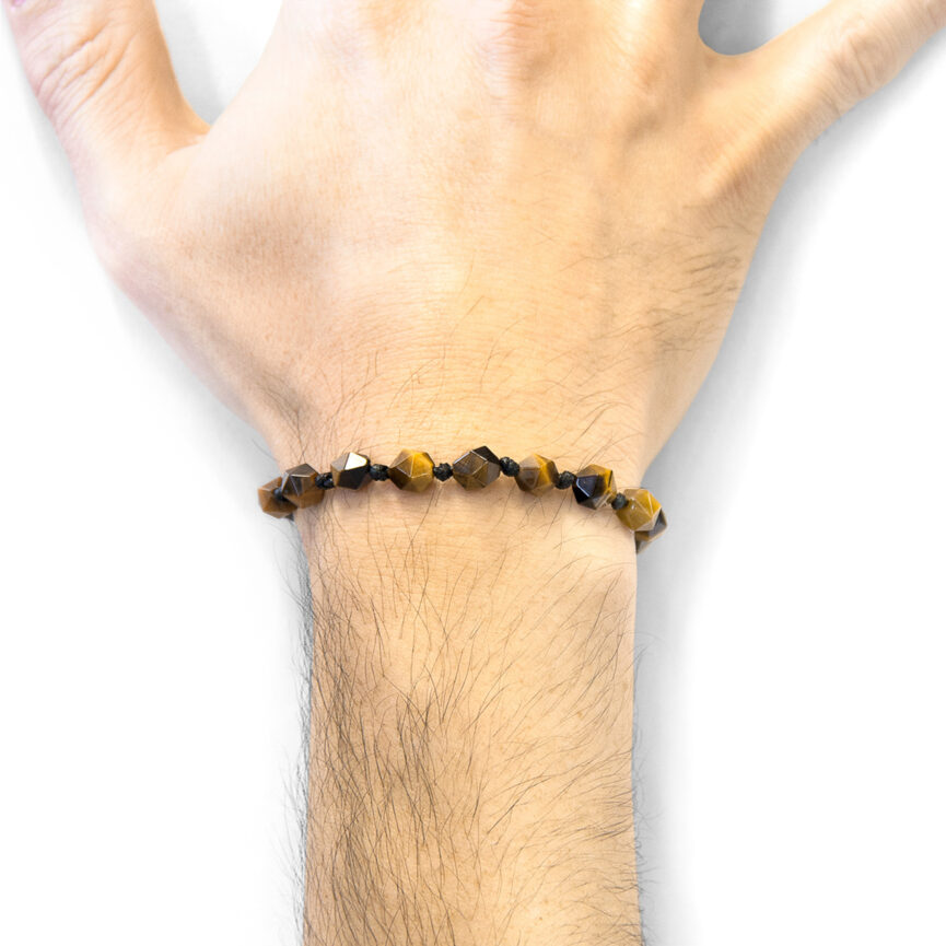 Brown Tigers Eye Zebedee Silver and Stone Beaded Macrame Bracelet