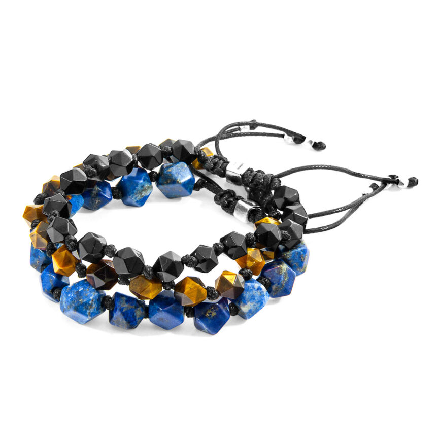 Brown Tigers Eye Zebedee Silver and Stone Beaded Macrame Bracelet