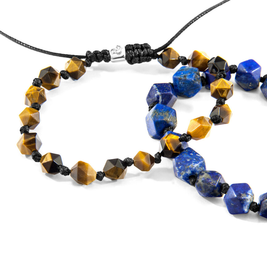 Blue Lapis Lazuli Zebedee Silver and Stone Beaded Macrame Bracelet