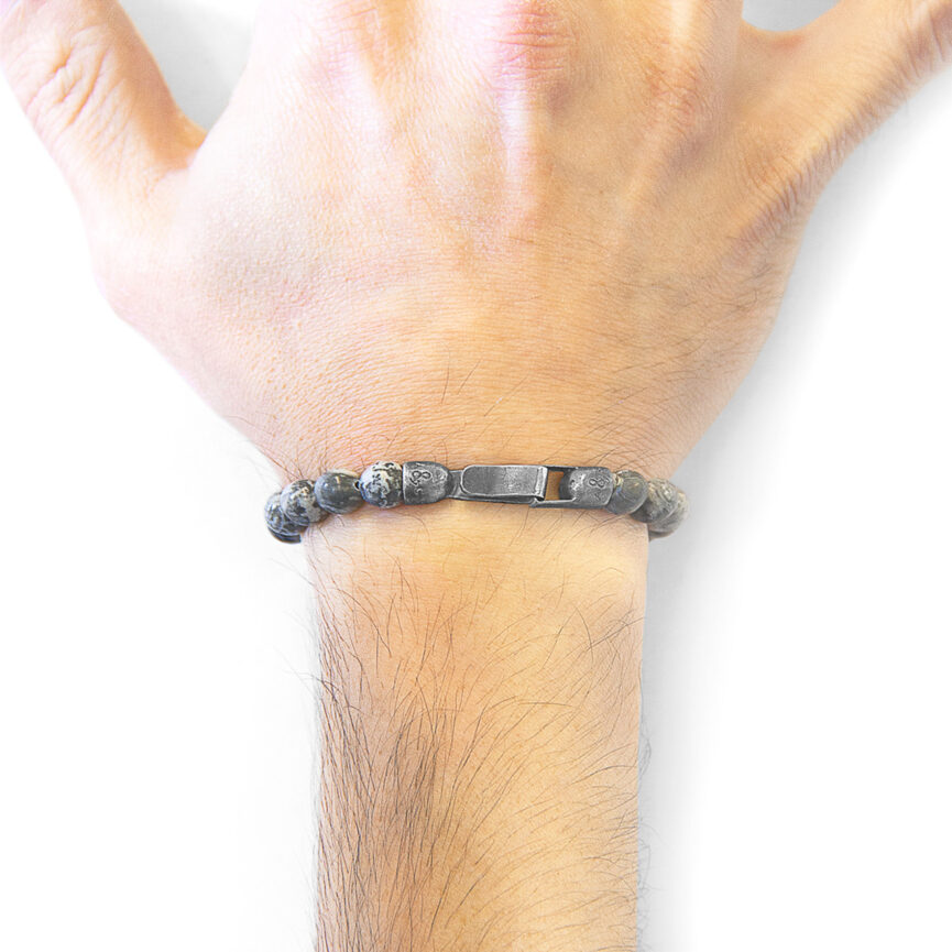 Grey Jasper Nachi Silver and Stone Beaded Bracelet