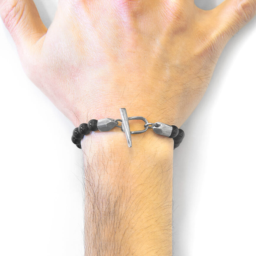 Black Onyx Tinago Silver and Stone Beaded Bracelet