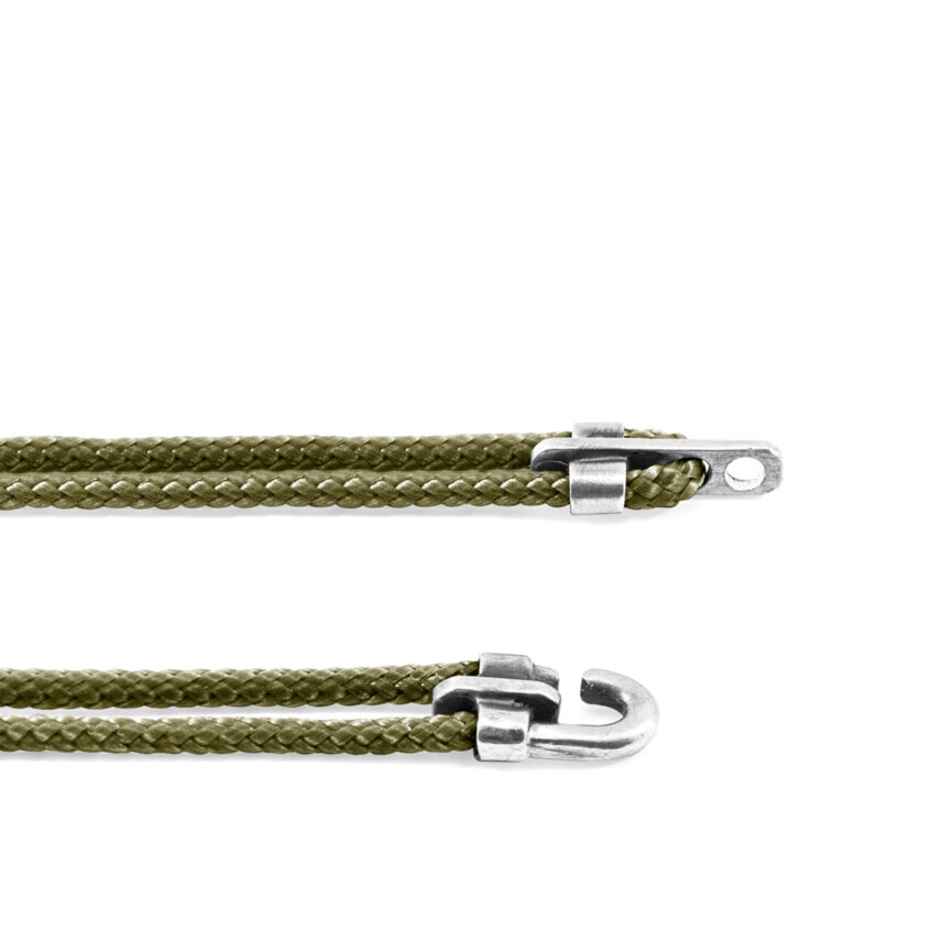 Khaki Green Canterbury Silver and Rope Bracelet