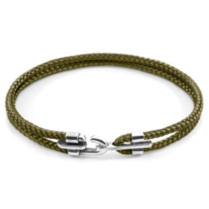 Khaki Green Canterbury Silver and Rope Bracelet