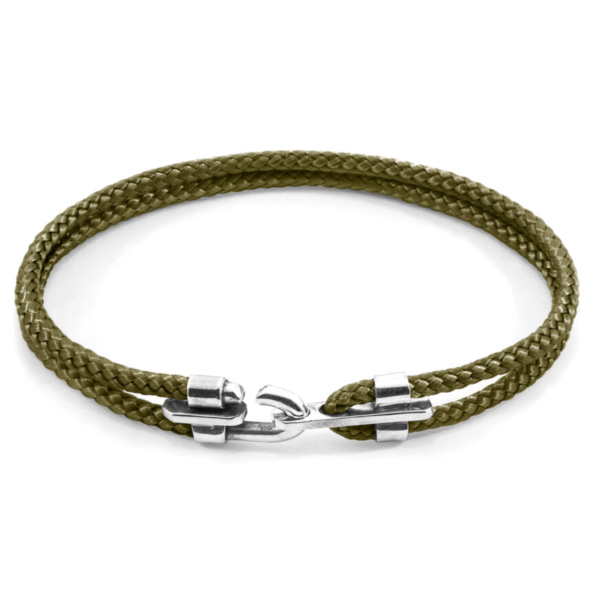 Khaki Green Canterbury Silver and Rope Bracelet