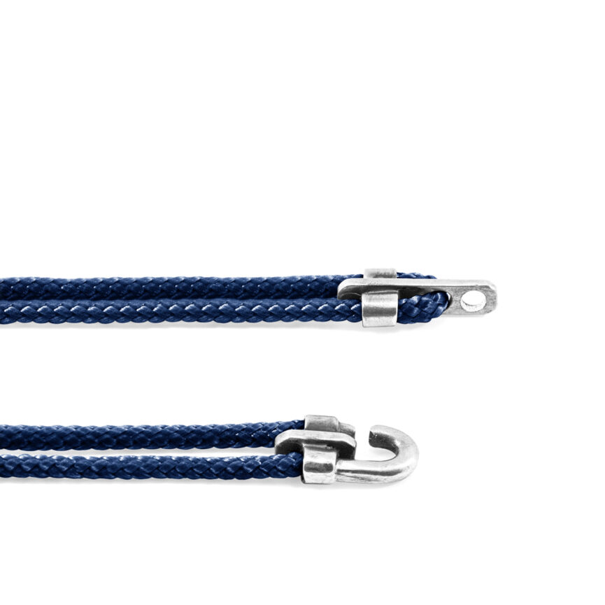 Navy Blue Canterbury Silver and Rope Bracelet