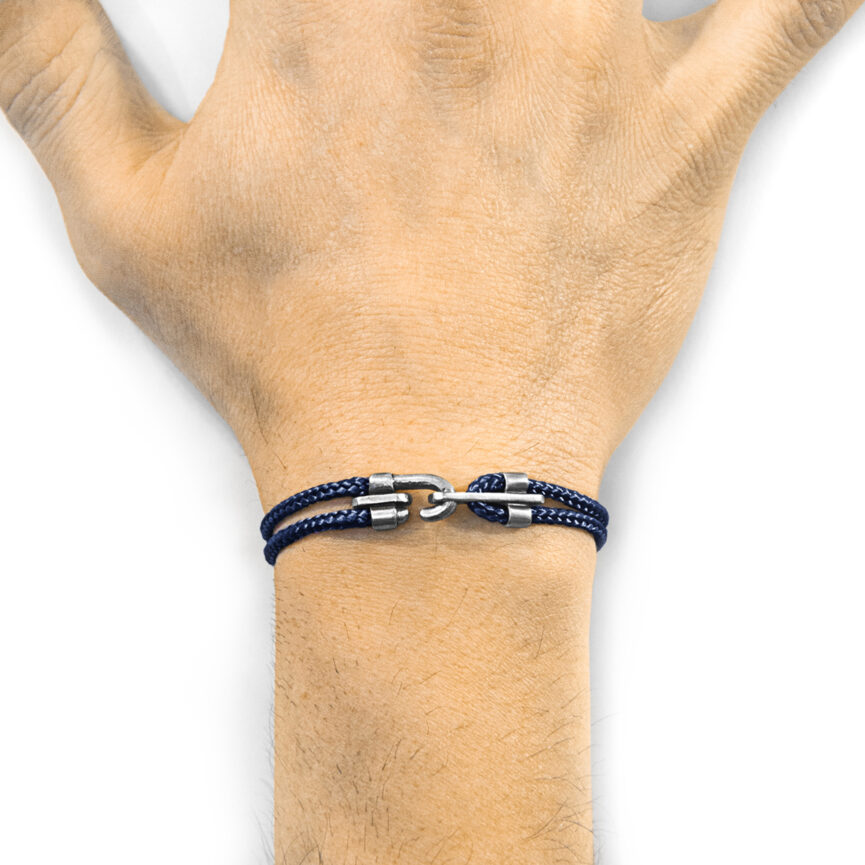 Navy Blue Canterbury Silver and Rope Bracelet