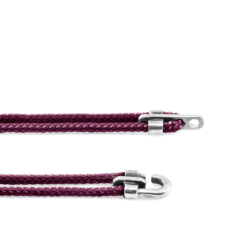 Aubergine Purple Canterbury Silver and Rope Bracelet