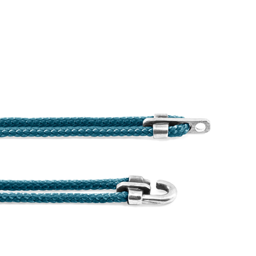 Ocean Blue Canterbury Silver and Rope Bracelet