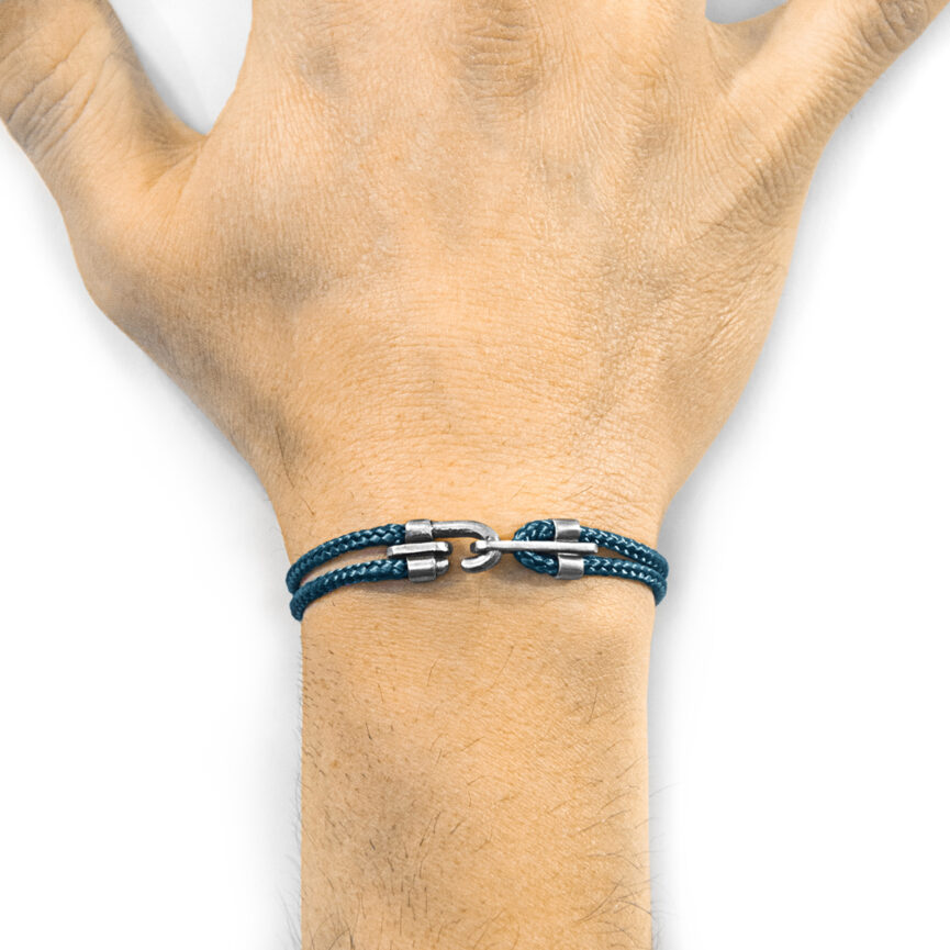 Ocean Blue Canterbury Silver and Rope Bracelet